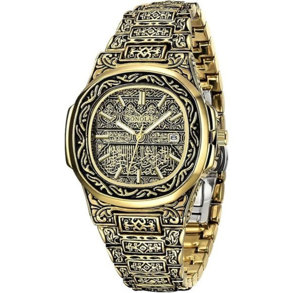 Mens Tattoo Pattern Carved Stainless Steel Waterproof Date Analog Quartz Watch‎ - Picture 9 of 9